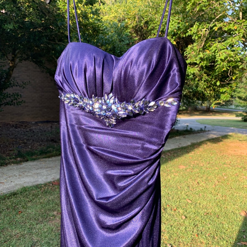 Blue silk evening dress